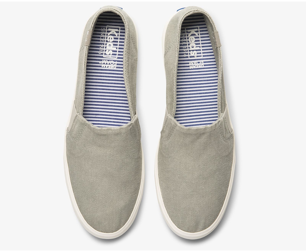 Keds Womens Slip Ons Grey - Clipper Washed Solids - 983GHBKWZ